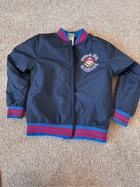 Nintendo Navy Jacket with Red & Blue Stripes - Mario Patch